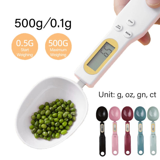 500G/0.1G Weight Measuring Spoon Portable LCD Digital Kitchen Scale Electronic Food Measuring Spoon Scale Kitchen Tool for Food